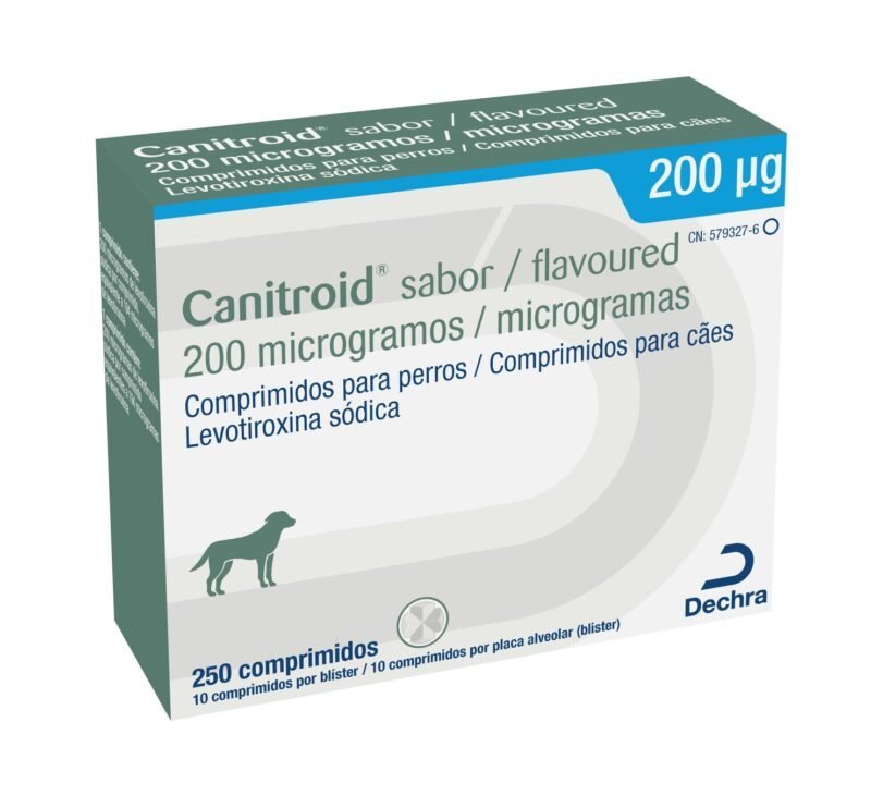 CANITROID 200MG 250 COMPRIMIDOS | para el tratamiento del hipotiroidismo en perros.