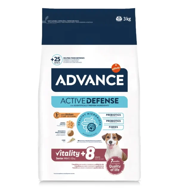 Pienso ADVANCE Canine Senior Mini Pollo y Arroz 3kg - Nutrición Óptima para Perros Mayores