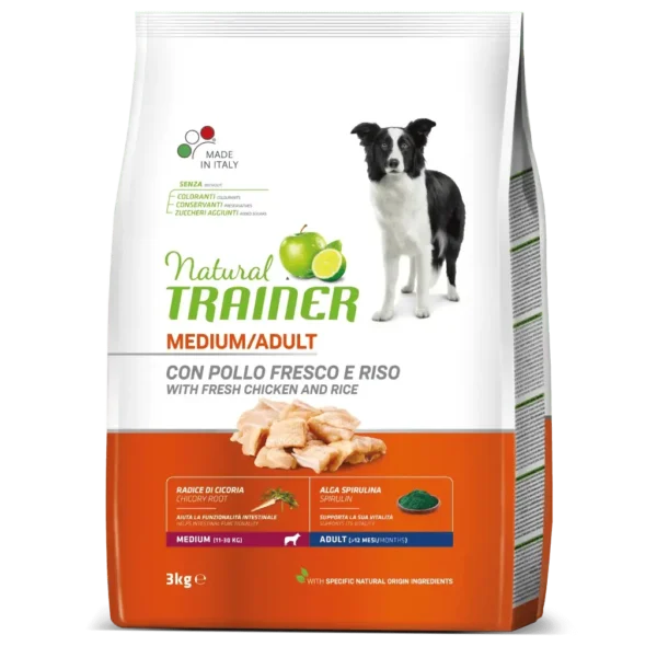 Pienso Natural Trainer para Perros Adultos Medianos de Pollo 3kg - Nutrición Óptima
