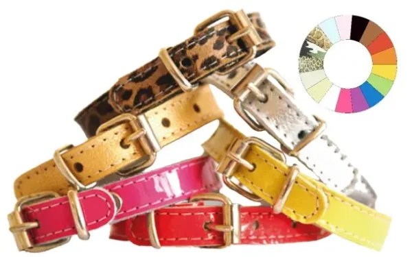 Elegante Collar de Charol Negro para Mascotas - Ajustable 14-17 cm