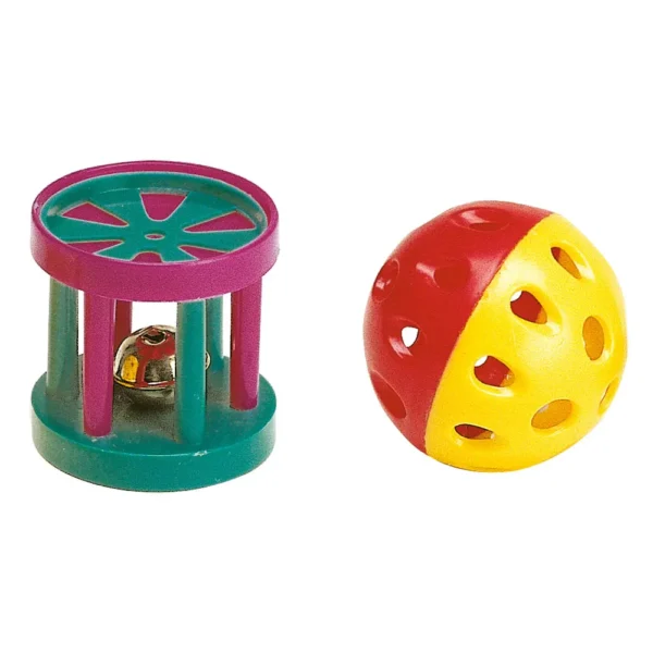 Juguete para Gatos FERPLAST PA 5202: Pack de 2 Pelotas Cilíndricas para Diversión y Ejercicio