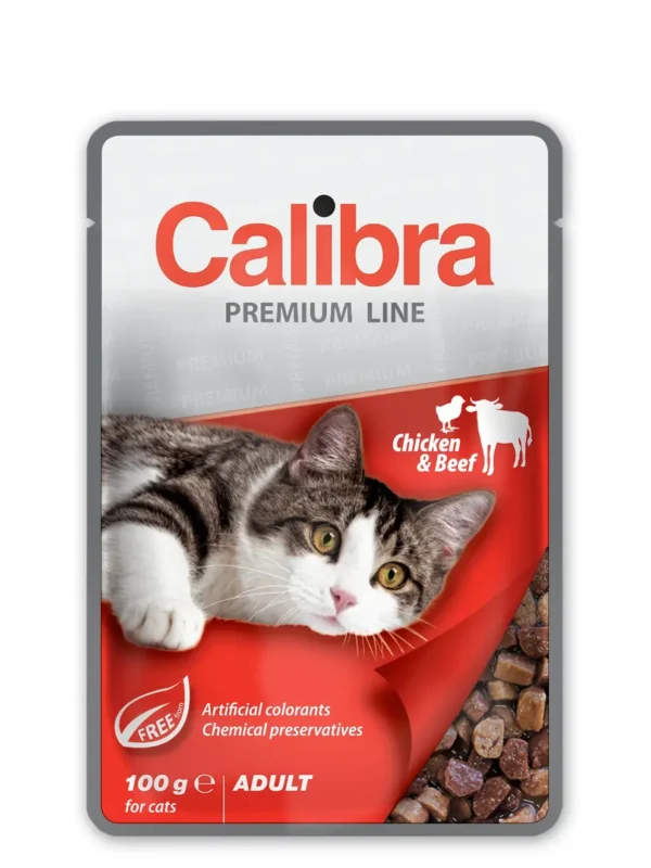 Calibra Cat Pouch Pollo y Ternera - Comida Húmeda para Gatos Adultos - Caja 24x100g