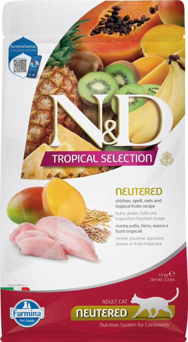 Farmina ND Tropical Selection para Gatos Esterilizados Pollo 1.5kg - Nutrición Óptima