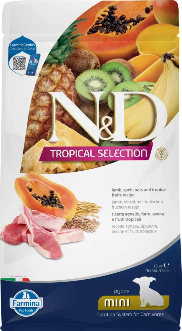 Alimento para Cachorros Mini Farmina ND Tropical Cordero 1.5kg - Nutrición Óptima para Tu Mascota