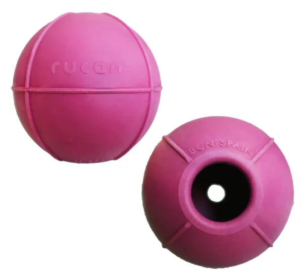 Pelota de Caucho para Perros Lila de Alta Dureza - Juguete Rellenable y Aromatizado para Higiene Dental y Reducción de Estrés - Fabricado en España por Rucan