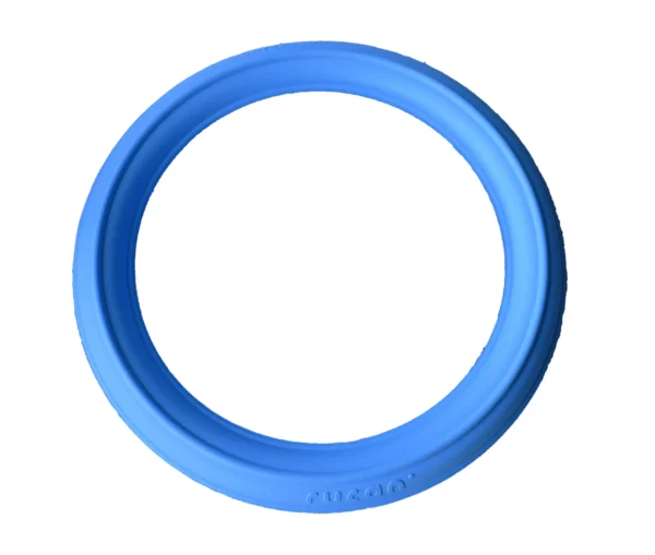 Juguete de Caucho para Perros Medianos y Grandes - SKY RINGS Azul Grande, Resistente y Duradero, Aro Aromatizado No Tóxico para Lanzar y Estirar