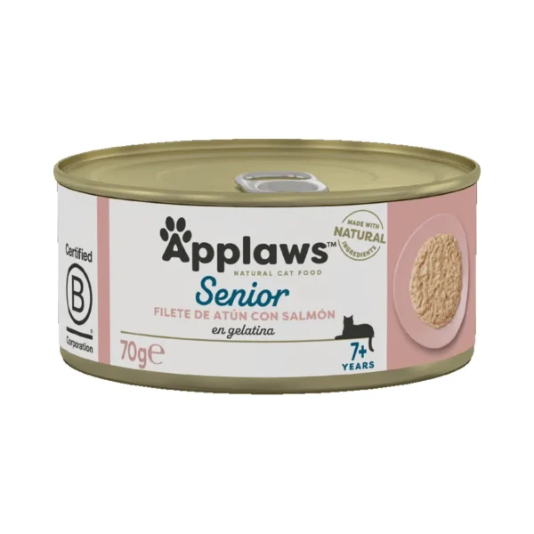 Comida Húmeda para Gatos Mayores: Applaws Cat Senior Atún y Salmón 24x70g – Nutrición Natural y Saludable Sin Aditivos