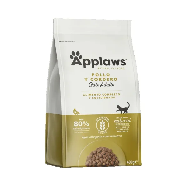 Applaws Cat Dry Food Pollo y Cordero 400g - Pienso Natural sin Cereales para Gatos Adultos