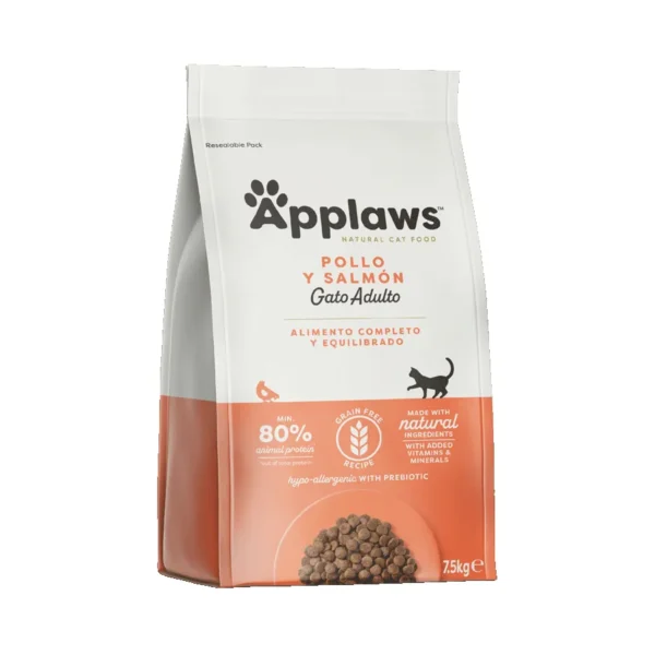 Applaws Pienso Natural para Gatos Adultos Pollo y Salmón 7.5kg - Sin Cereales, Rico en Omega y Taurina