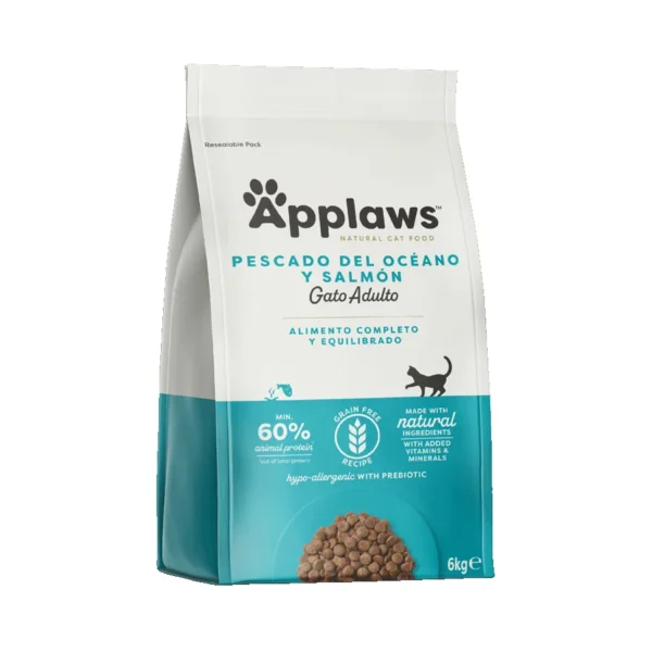 Applaws Cat Dry Adulto Pescado y Salmón 6kg - Pienso Natural Sin Cereales para Gatos Adultos