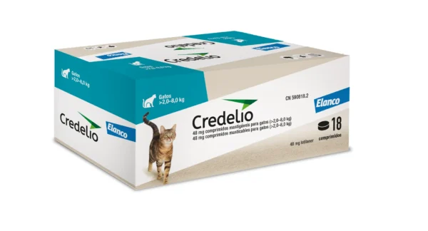 Credelio Gato Grande 48 mg (2–8kg) – 18 Comprimidos Masticables | Antiparasitario Oral Contra Pulgas y Garrapatas