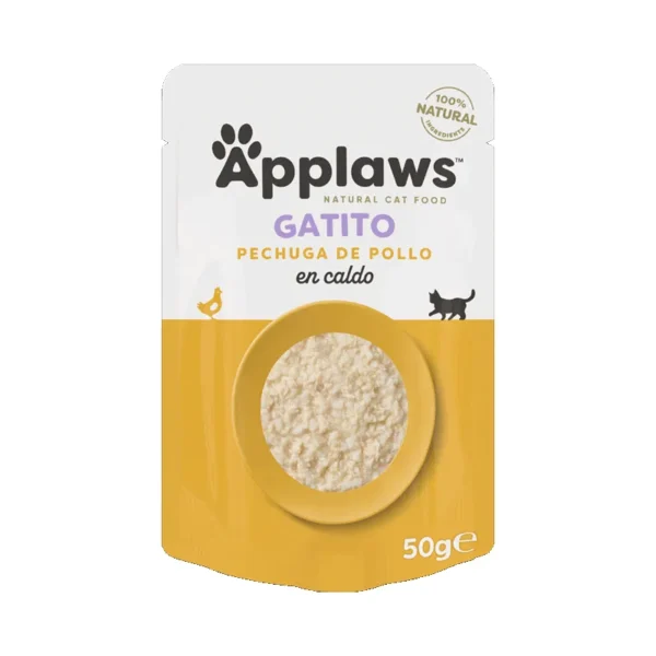 Applaws Kitten Pechuga de Pollo en Caldo 12x50g - Comida Húmeda Saludable para Gatos