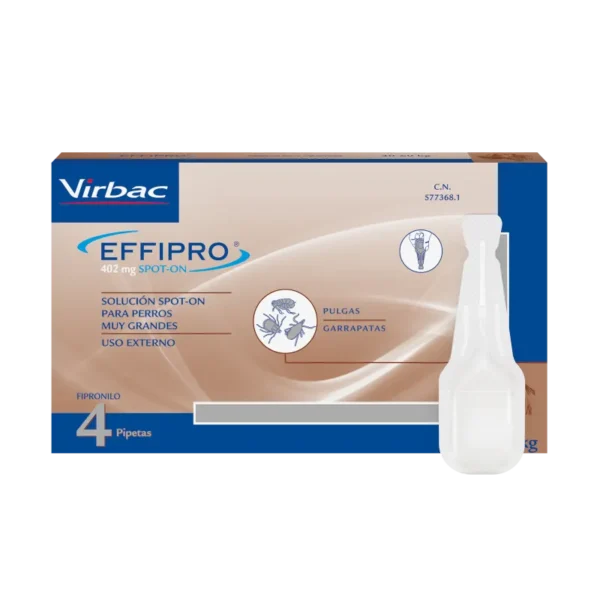 EFFIPRO 402 mg SPOT ON PERRO +40 Kg 4 Pipetas V2 | Pipetas Antiparasitarias de Acción Prolongada
