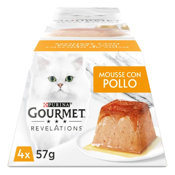 PURINA GOURMET Revelations Mousse de Pollo para Gatos - Comida Húmeda Premium 6x4x57g