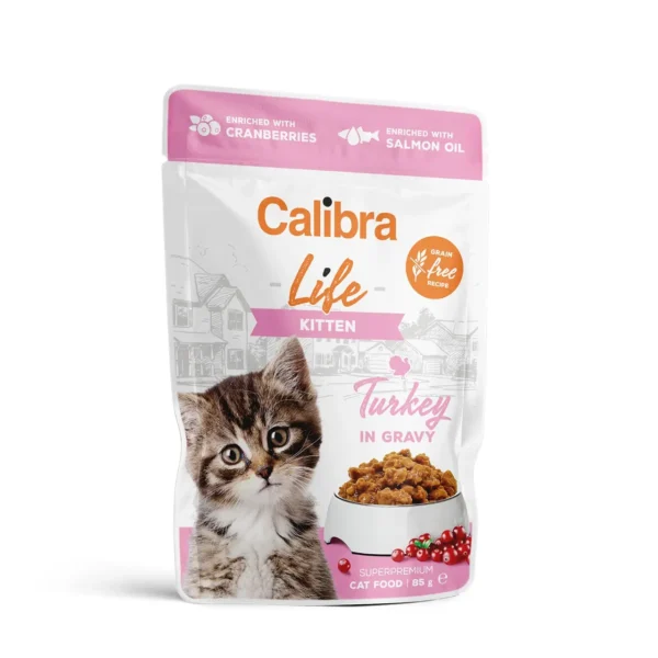 Calibra Cat Life Pouch Kitten Pavo en Salsa 28x85g - Comida Húmeda Saludable para Gatos