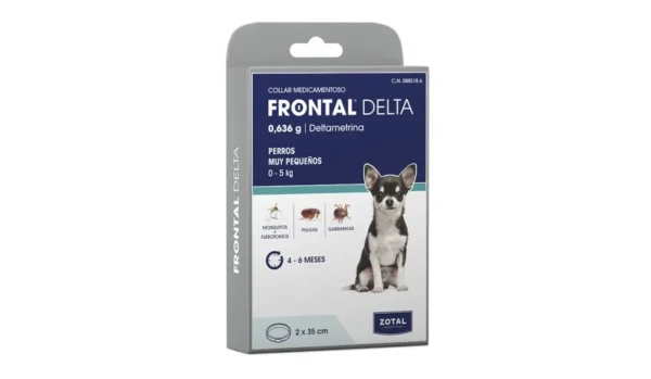 Collar Antiparasitario Frontal Delta Duo para Perros - Pack de 2 Unidades de 35 cm