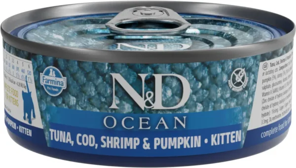 Farmina ND Kitten Ocean Wet Cat Food - Tuna, Cod, Shrimp & Pumpkin 30x70g