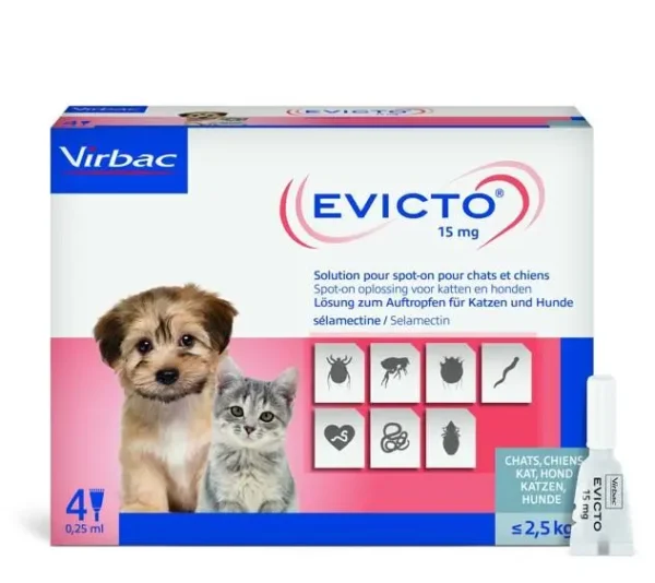 EVICTO SPOT ON PERRO GATO <2,5KG 15MG 4PIP