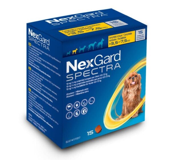 NEXGARD SPECTRA 3.5-7.5 Kg 3 COMPRIMIDOS – Antiparasitario Completo para Perros