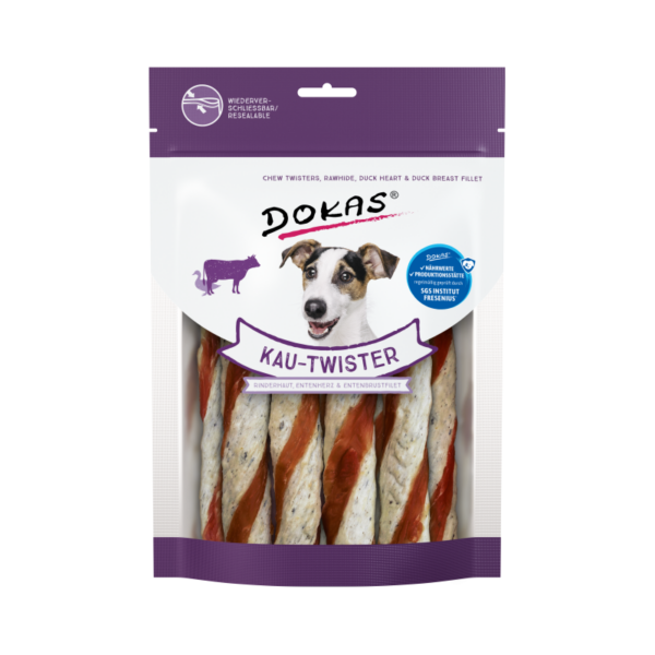 Dokas Twister Cuero Crudo y Pollo 200 g · snack masticable para perros
