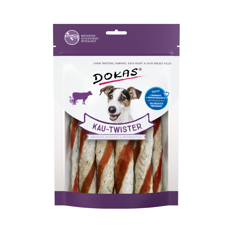 eq-5179.png Dokas Twister Cuero Crudo y Pollo 200 g · snack masticable para perros